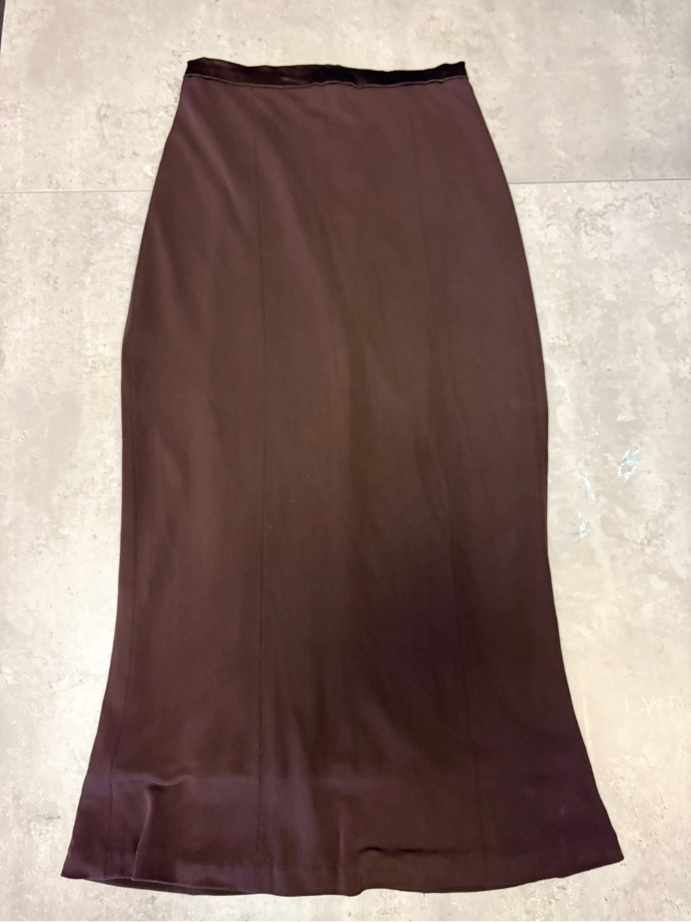 Maria Bianca Nero Brown Lined Satin Waist Midi Skirt Sz O